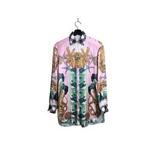 Just Cavalli Silk Baroque Print Shirt Size 36